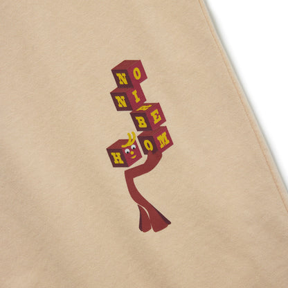 S/S PRINT TEE (BLOCKHEADS) LT. BEIGE