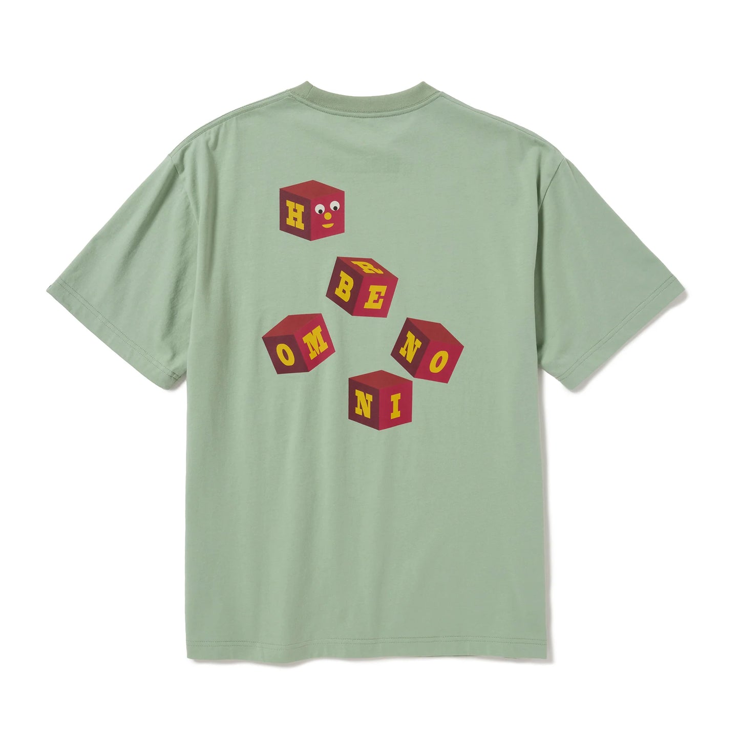 S/S PRINT TEE (BLOCKHEADS) M.GREEN