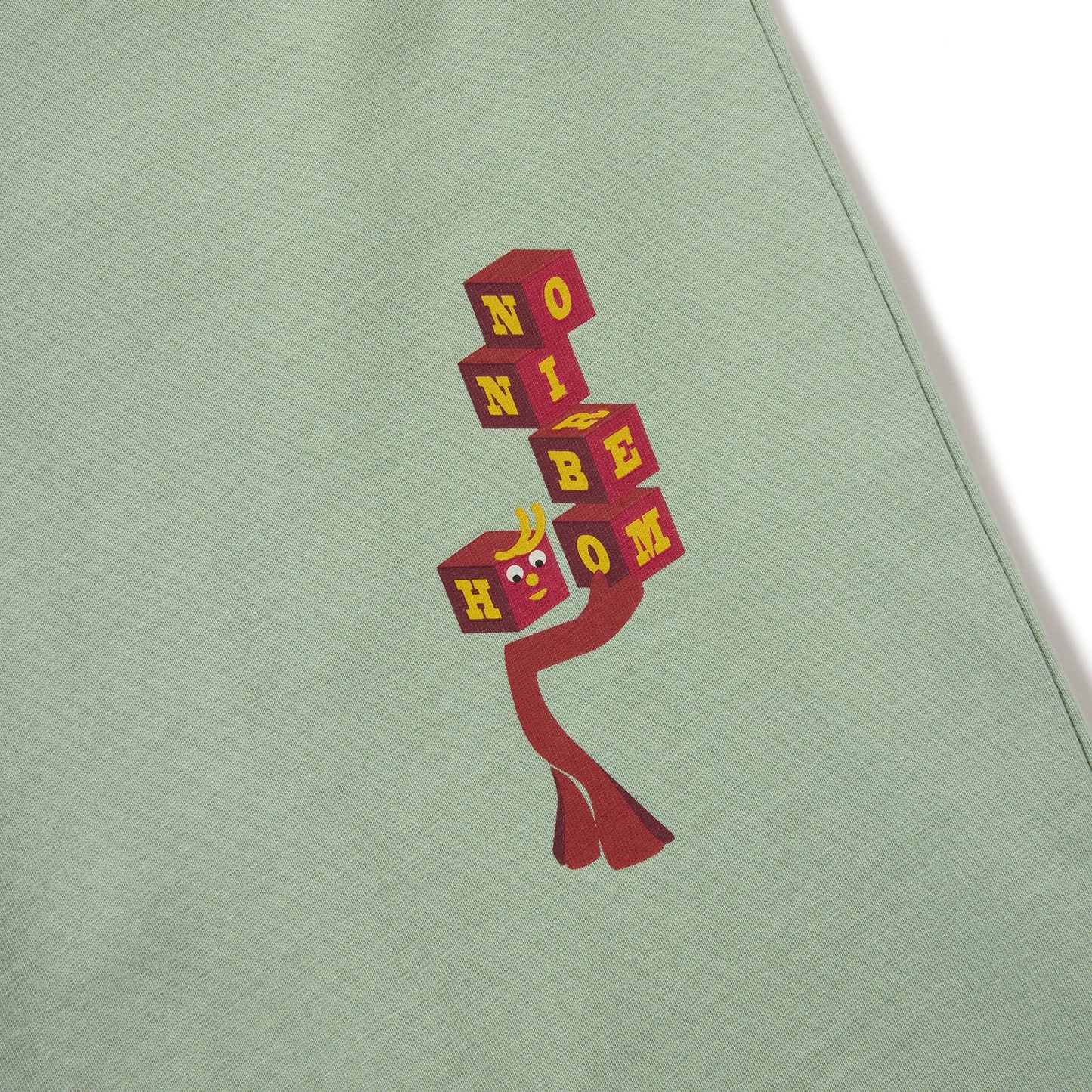 S/S PRINT TEE (BLOCKHEADS) M.GREEN