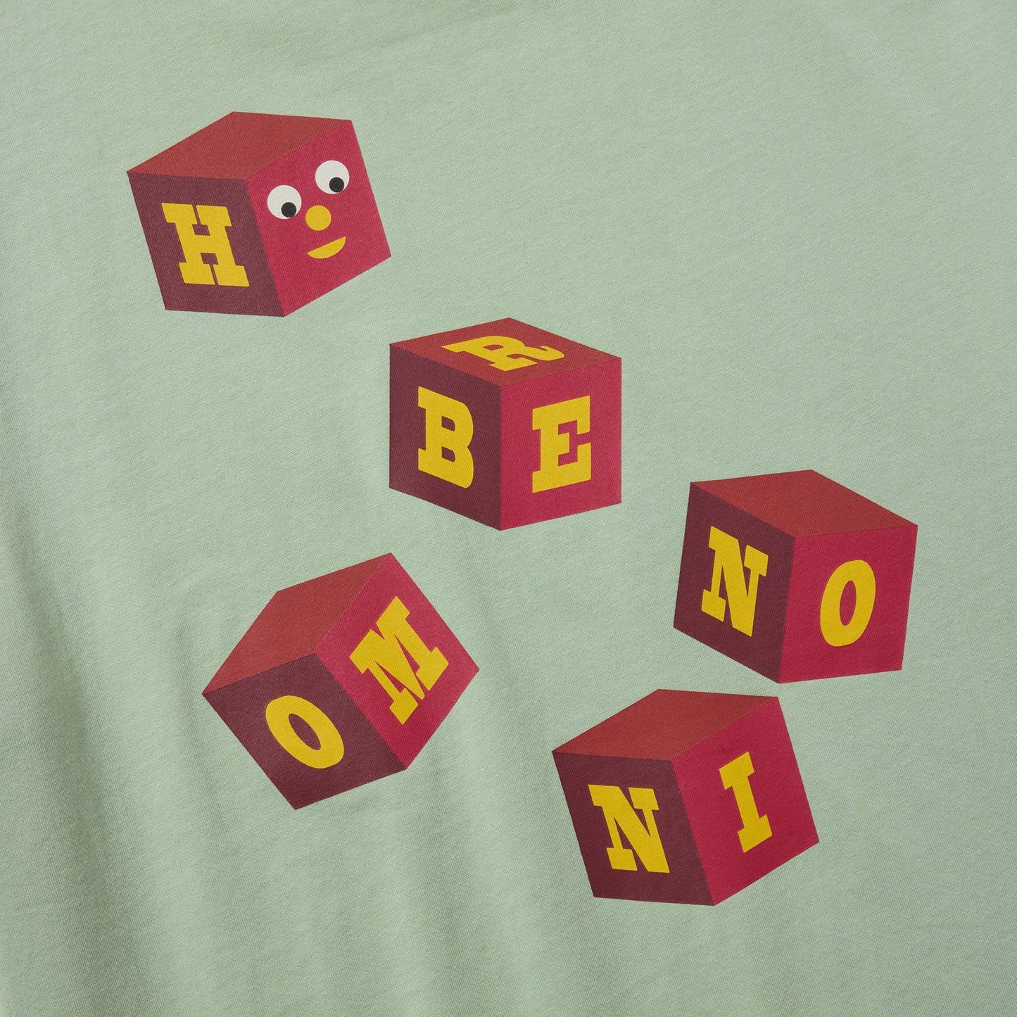 S/S PRINT TEE (BLOCKHEADS) M.GREEN