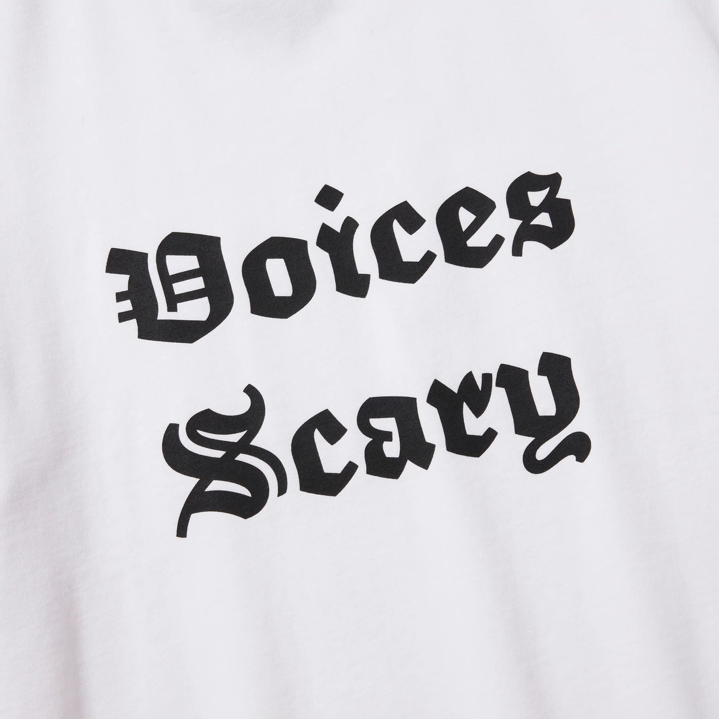 S/S PRINT TEE (VOICES SCARY) WHITE