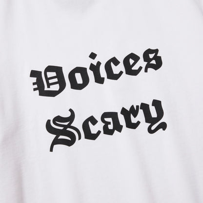 S/S PRINT TEE (VOICES SCARY) WHITE