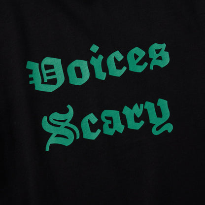 S/S PRINT TEE (VOICES SCARY) BLACK/GREEN